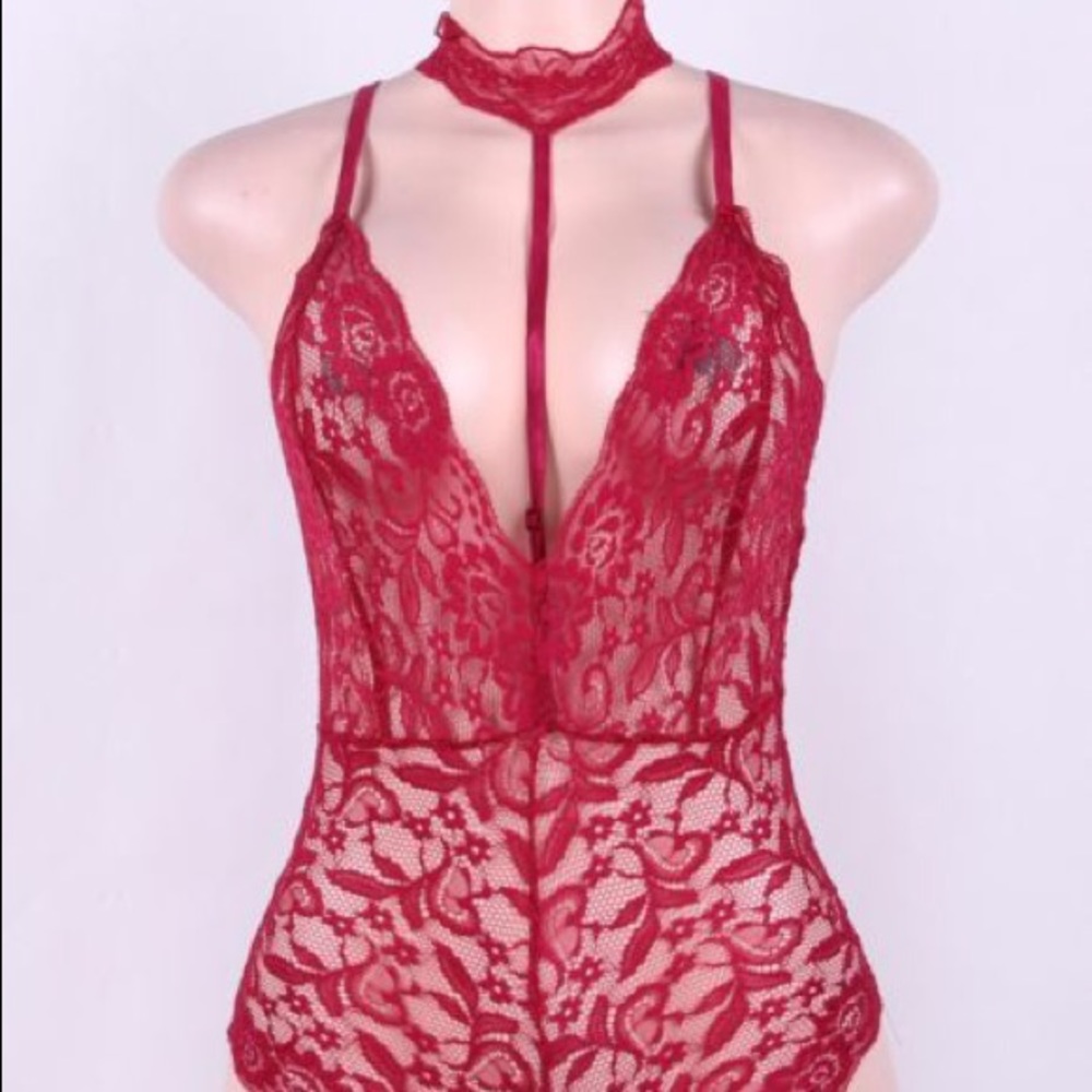 Red lace bodysuit